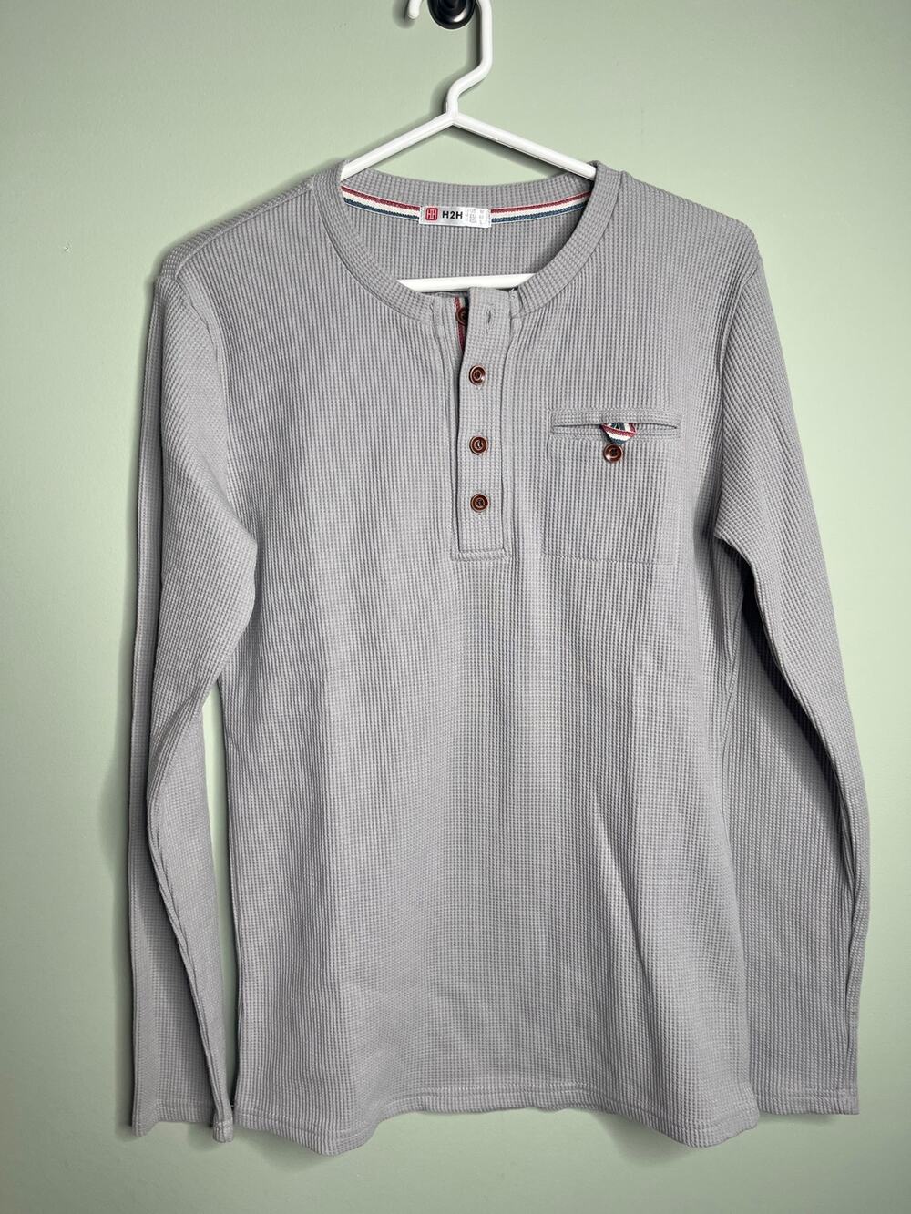 H2H Grey Thermal henley Medium